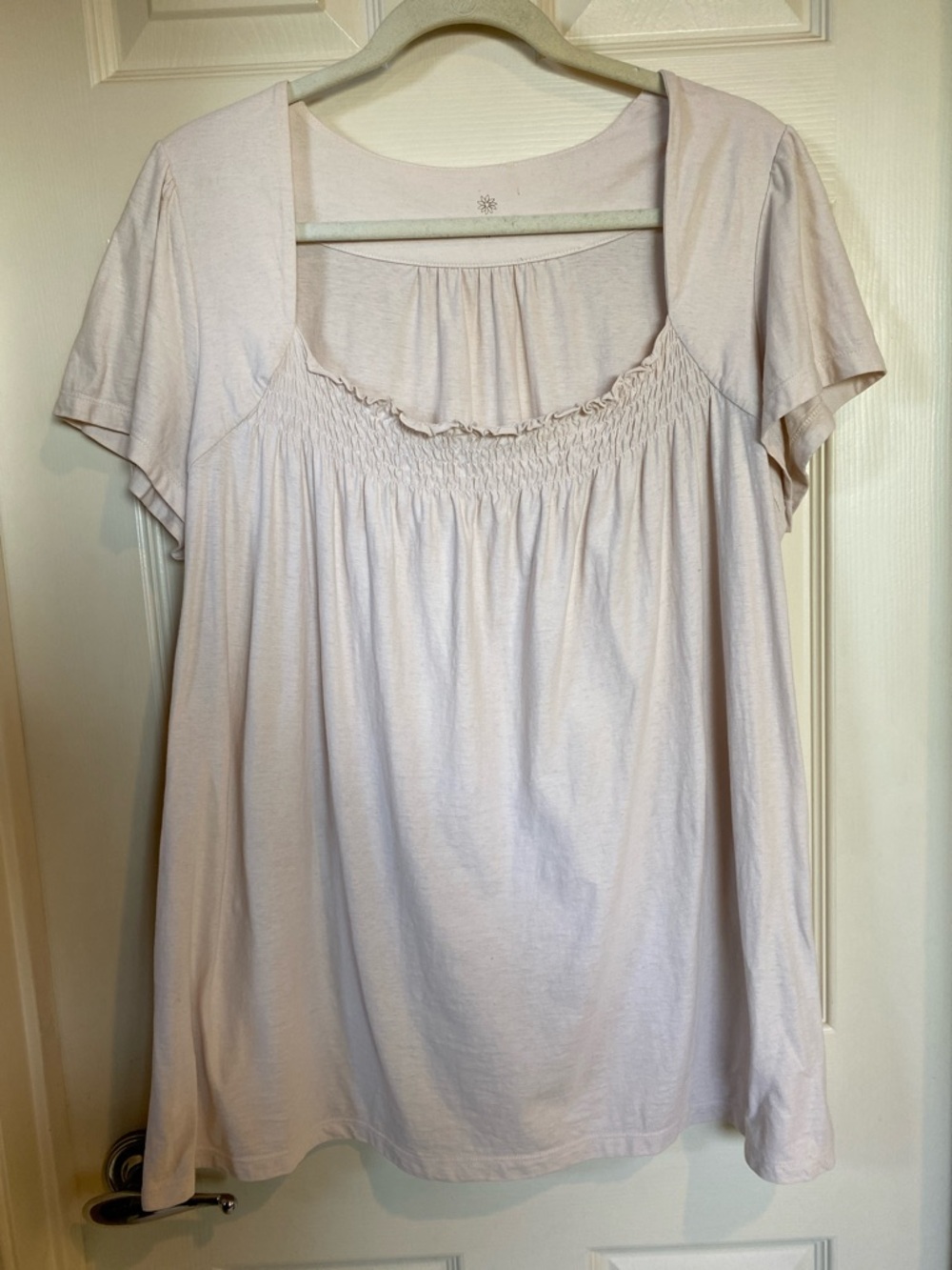 Caslon Cream colored  Short Sleeve Smocked Scoop Neck Tee